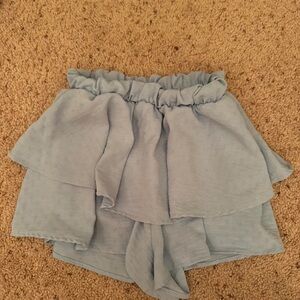 Altar'd State Light Blue Ruffle Shorts